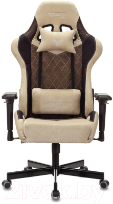 Кресло геймерское Бюрократ Zombie Viking 7 Knight (кожзам коричневый/бежевый)