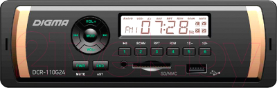 Бездисковая автомагнитола Digma DCR-110G24 - фото