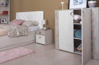 Тумба Mobi Амели 13.107 (шелковый камень К349 RT/бетон чикаго беж LS 00 953)