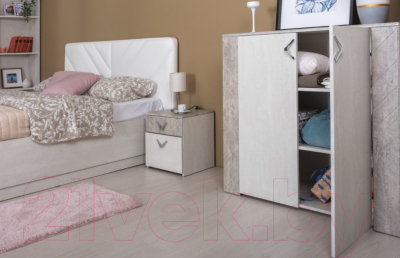 Прикроватная тумба Mobi Амели 13.78 (шелковый камень К349 RT/бетон чикаго беж LS 00 953)