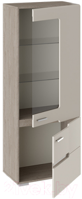 Шкаф-пенал с витриной ТриЯ Фьюжн ТД-260.07.27 (бежевый/дуб сонома трюфель)