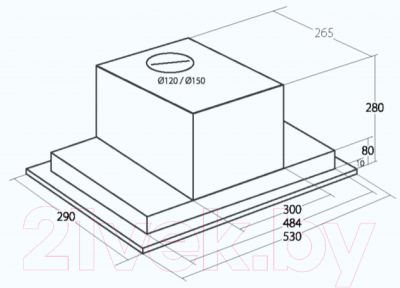 Вытяжка скрытая Akpo Neva II 80 WK-9 (нержавеющая сталь)