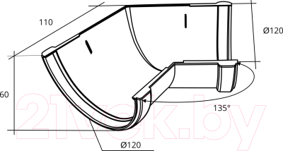 Угол желоба Grand Line Стандарт ПВХ 135 градусов универсальный
