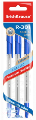 Набор шариковых ручек Erich Krause R-301 Classic Stick and Grip / 42747 - фото