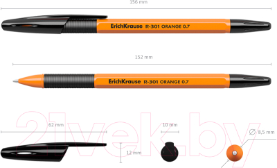 Ручка шариковая Erich Krause R-301 Orange Stick&Grip / 39533