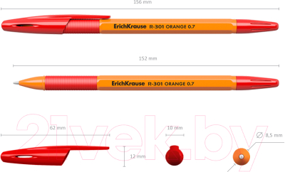 Ручка шариковая Erich Krause R-301 Orange Stick&Grip / 43189