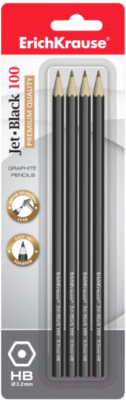 Набор простых карандашей Erich Krause Jet Black 100 HB / 45477 - фото