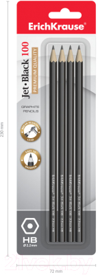 Набор простых карандашей Erich Krause Jet Black 100 HB / 45477