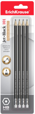 Набор простых карандашей Erich Krause Jet Black 101 HB / 45607 - фото