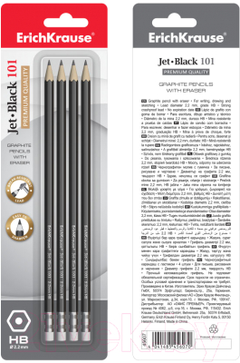 Набор простых карандашей Erich Krause Jet Black 101 HB / 45607
