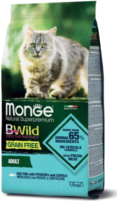 Сухой корм для кошек Monge BWild Grain Free Cod Fish Potatoes - фото