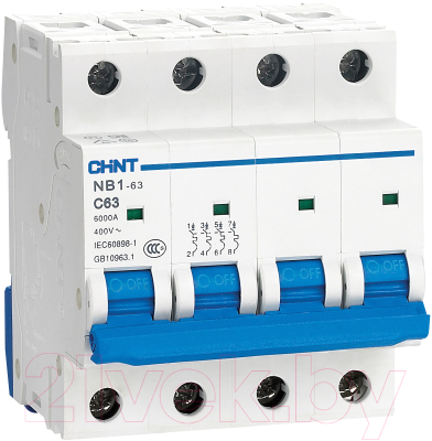 Выключатель автоматический Chint NB1-63 4P 10A 6kА C / 179740 - фото