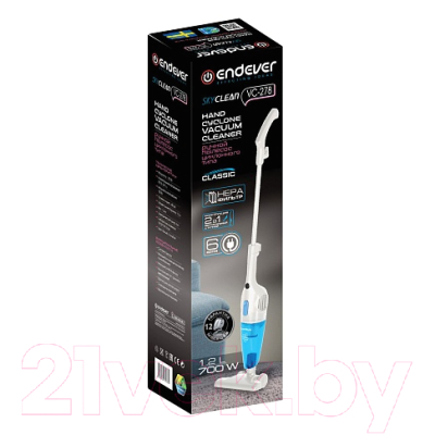 Вертикальный пылесос Endever SkyClean VC-278 (белый/голубой)