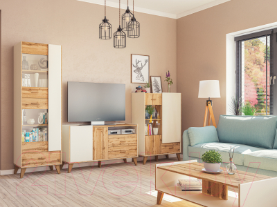 Шкаф с витриной Мебель-Неман Сканди МН-036-08