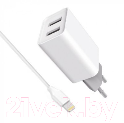 Зарядное устройство сетевое Digitalpart WC-221 2.1A с кабелем Lightning - фото