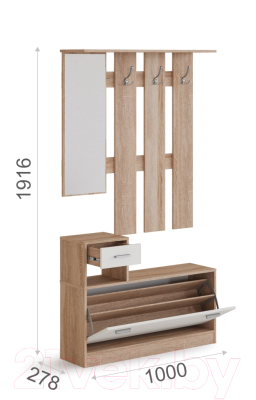 Секция в прихожую Империал Интер (дуб сонома/белый)