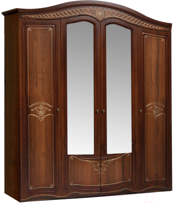 Шкаф ФорестДекоГрупп Луиза 4-х створчатый (орех) - фото