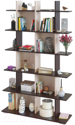 Стеллаж Сокол-Мебель СТ-6 (венге/беленый дуб) - фото