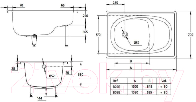 Ванна стальная BLB Europa 120x70 / B2SE22001 (с сиденьем)