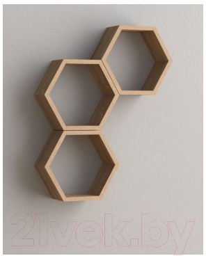Полка-ячейка Domax FHS 300 Hexagonal Shelf DS / 67703 (300x260x115x18, сонома ОАК)