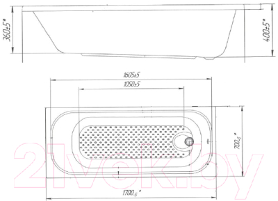 Ванна акриловая Cersanit Build 170x70 / WP-BUILD-170-W