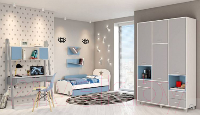 Полка Polini Kids Mirum 5Y 600 (серый/голубой)