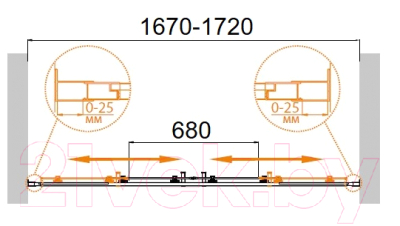 Душевая дверь Cezares MOLVENO-BF-2-170-P-Cr