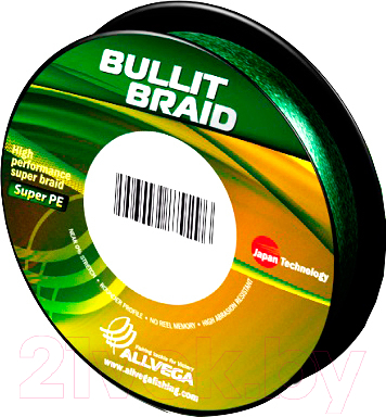 Леска плетеная Allvega Bullit Braid 135м 0.10мм / BB135GR10 (темно-зеленый) - фото