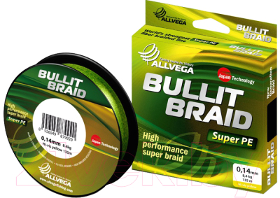 Леска плетеная Allvega Bullit Braid 0.10мм 135м / BB135Y10 (ярко-желтый)