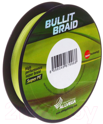 Леска плетеная Allvega Bullit Braid 0.10мм 92м / BB92Y10 (ярко-желтый) - фото