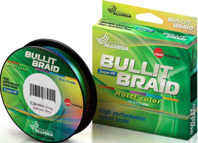 Леска плетеная Allvega Bullit Braid 0.24мм 150м / BB150MC24 (Multicolor)