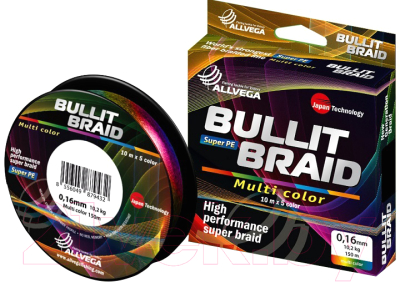 Леска плетеная Allvega Bullit Braid 0.26мм 150м / BB150MC26 (Multiсolor)