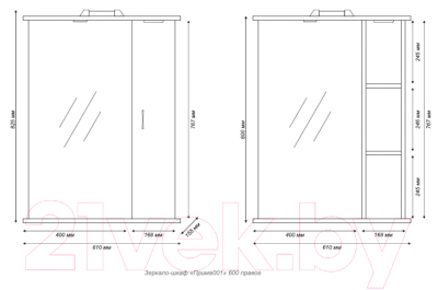 Шкаф с зеркалом для ванной Tivoli Прима 60 R / 461776