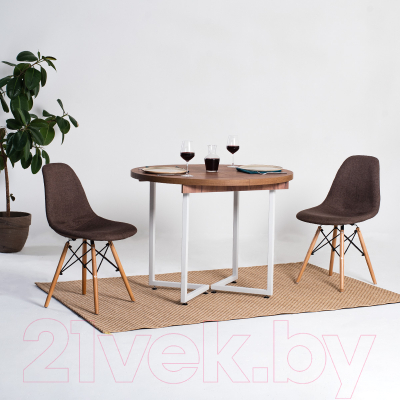 Обеденный стол Millwood Лофт Лондон Л D100 раздвижной / 100-140x100x76 (дуб табачный Craft/металл белый)