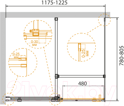 Душевой уголок Cezares STREAM-AH-1-120/80-C-Cr