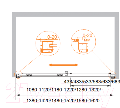 Душевая дверь Cezares Anima-W-BF-1-150-C-Cr