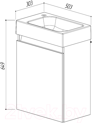 Тумба с умывальником Belux Темпо НП 50 (1, белый глянец)