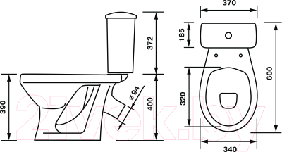 Унитаз напольный Оскольская керамика Суперкомпакт Стандарт