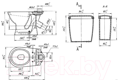 Унитаз напольный Оскольская керамика Суперкомпакт Стандарт