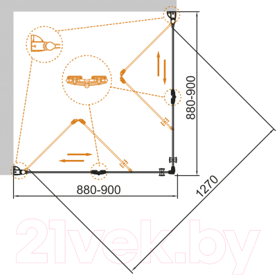 Душевой уголок Cezares ECO-O-AS-2-90-C-Cr