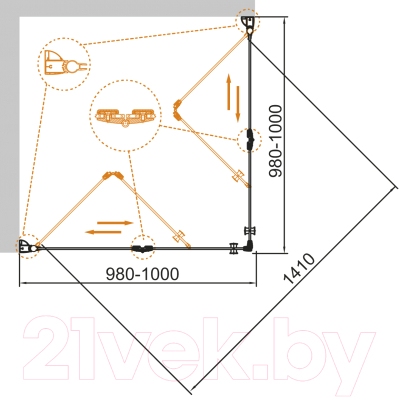 Душевой уголок Cezares ECO-O-AS-2-100-C-Cr