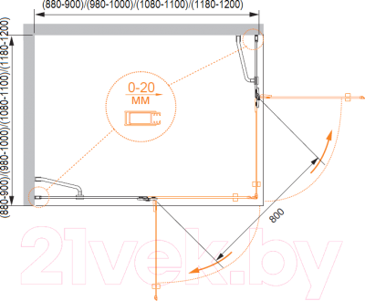 Душевой уголок Cezares BERGAMO-W-A-2-100-C-Cr