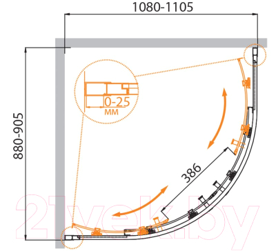 Душевой уголок Cezares MOLVENO-RH-2-110/90-P-Cr