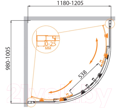 Душевой уголок Cezares MOLVENO-RH-2-120/100-C-Cr-IV