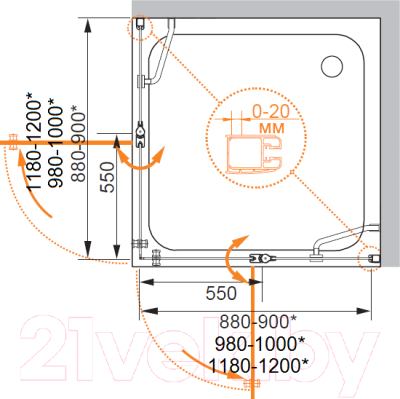 Душевой уголок Cezares ELENA-W-A-22-120-C-Cr