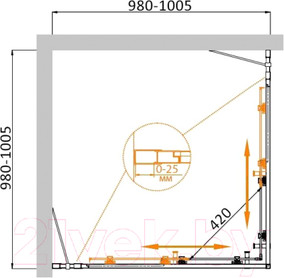 Душевой уголок Cezares MOLVENO-A-22-80+20-C-Cr-IV
