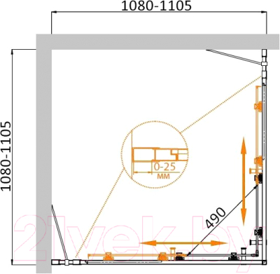 Душевой уголок Cezares MOLVENO-A-22-90+20-P-Cr