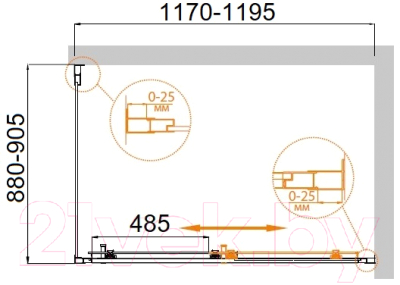 Душевой уголок Cezares MOLVENO-AH-11-120/90-P-Cr