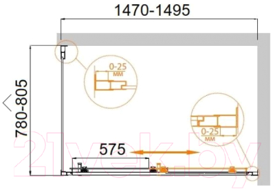 Душевой уголок Cezares MOLVENO-AH-11-150/80-C-Cr-IV