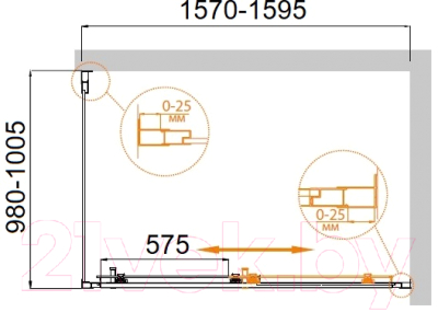Душевой уголок Cezares MOLVENO-AH-11-160/100-C-Cr-IV